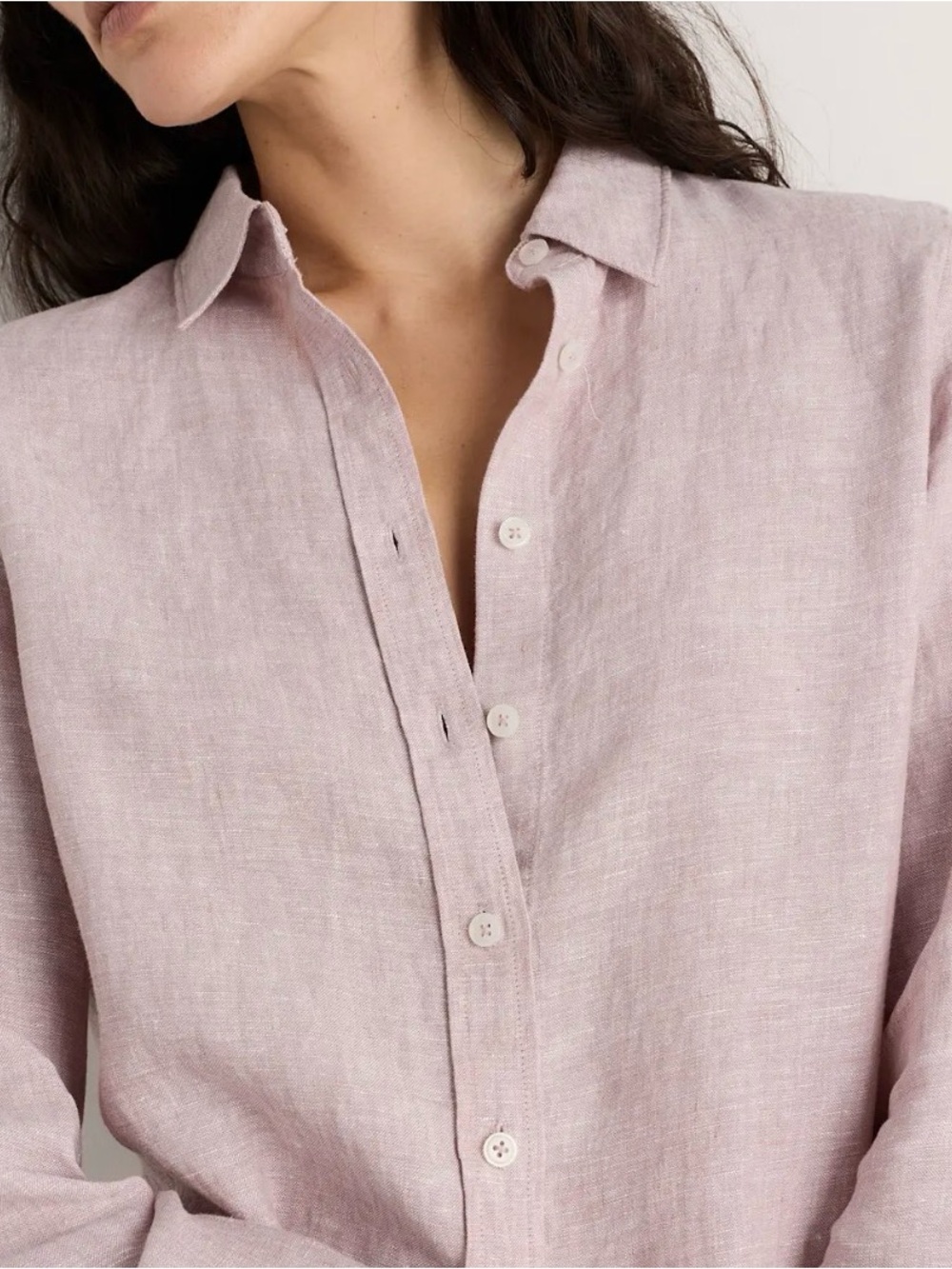 Quince 100% Linen Button-Up Shirt- Limited Edition Pink Chambray- Women’s Large - Picture 2 of 8